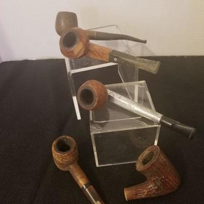 Lot Of Vintage Tabacco Smoking Pipes Carved Wood Metal - 69-A