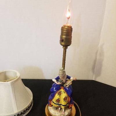 Antique Ceramic Victorian lady Table Lamp - Works - #25-A