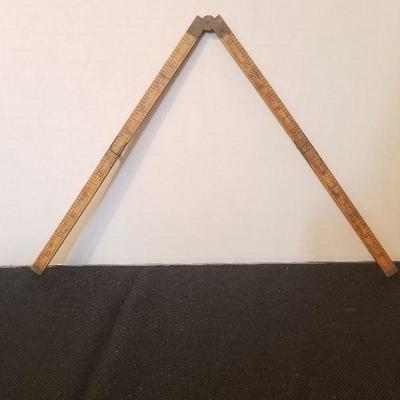 Antique Stanley No. 63 Wood and Brass Ruler - #33-A