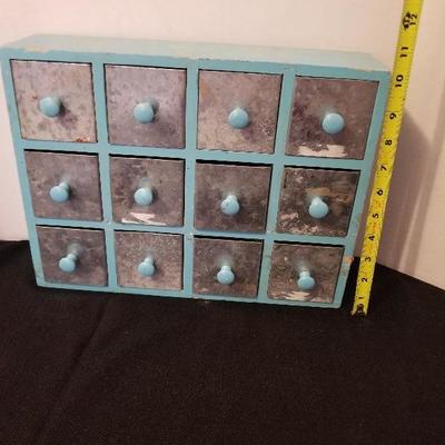 Wood & Galvanized "What Nots" Holder - Cute Baby Blue - #74-A