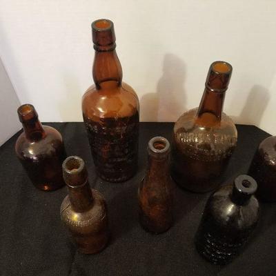 Lot of 7 Antique & Vintage Brown Bottles Wright & Taylor - #93-A