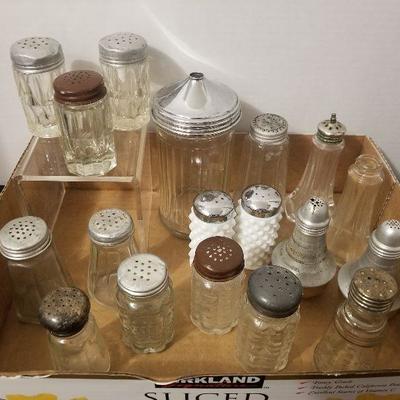 Mixed lot of salt & peppers + Salts + Sugars Vintage Glassware - #11-A
