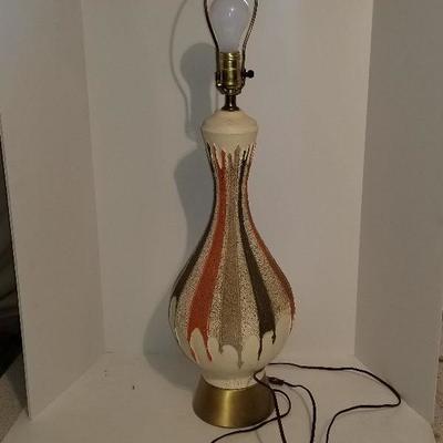 Mid Century Retro Plasto MFG Lamp Brown & Orange W/Shade - #61-A