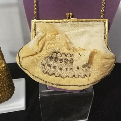 3 Antique Beaded Purses Clutch Mesh Metal Change Bags - #31-A