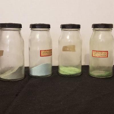 4 Vintage "Bakers" Glass Power Jars Bakelite Lids - #99-A