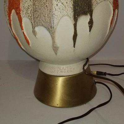 Mid Century Retro Plasto MFG Lamp Brown & Orange W/Shade - #61-A