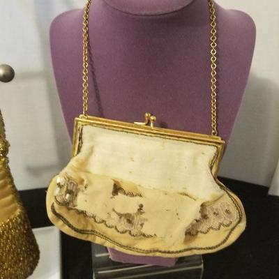 3 Antique Beaded Purses Clutch Mesh Metal Change Bags - #31-A