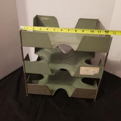 Vintage Military Style Metal 3 Tier File Tray Military Green - #58-A