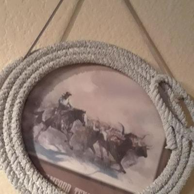 VINTAGE ROPE FRAMED WESTERN PHOTO