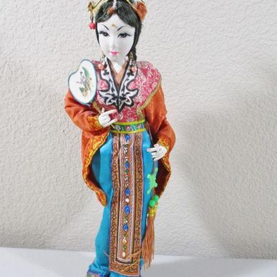 15"  Vintage Japanese Geisha Doll Cloth Body on the Stand 