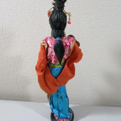 15"  Vintage Japanese Geisha Doll Cloth Body on the Stand 