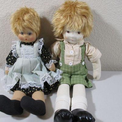 1950's Lenci Like Cloth Set Boy and Girl Lot  Painted face