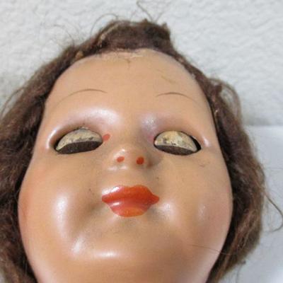 Late 1900.s Metal Head and Wood Body Doll 16 1/2" tall 