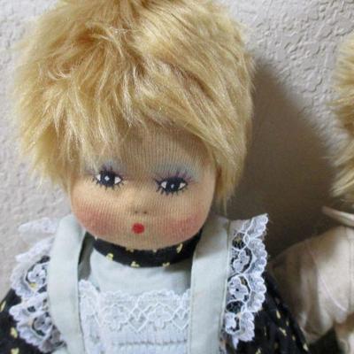 1950's Lenci Like Cloth Set Boy and Girl Lot  Painted face