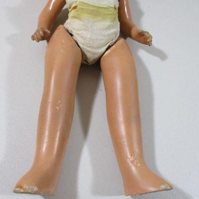 Late 1900.s Metal Head and Wood Body Doll 16 1/2" tall 