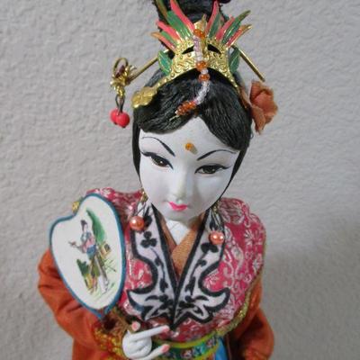 15"  Vintage Japanese Geisha Doll Cloth Body on the Stand 