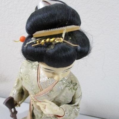 Antique Japanese Geisha Doll with Guitar 