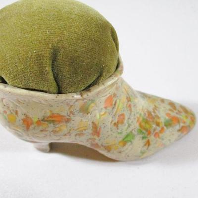 Antique/Vintage Pin Cushion Shoe 3" Porcelain 