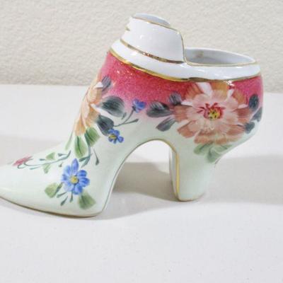 Vintage Formalities High heel Porcelain Shoe Floral Design 4 1/2"