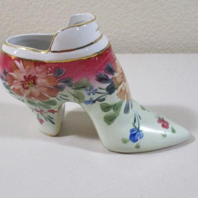 Vintage Formalities High heel Porcelain Shoe Floral Design 4 1/2"