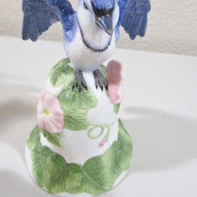 Lot of 3 Avon Collectible Blue Birds and Hummingbird Bells Signed 
