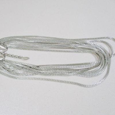 Vintage Silver Monet Multistrand 9-10" Drop Cleavage Choker/ Necklace 