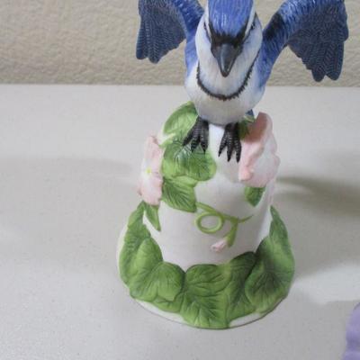 Lot of 3 Avon Collectible Blue Birds and Hummingbird Bells Signed 