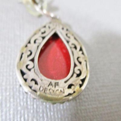 Sterling 925 Red Turquoise Tear Dangle AF Design Earrings 