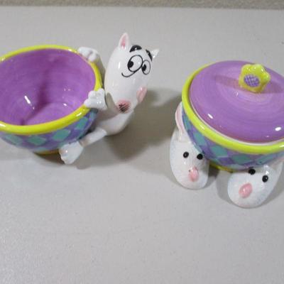 Vintage Maxine JWagner Porcelain Creamer and Sugar bowl 2x3"