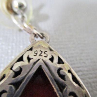 Sterling 925 Red Turquoise Tear Dangle AF Design Earrings 
