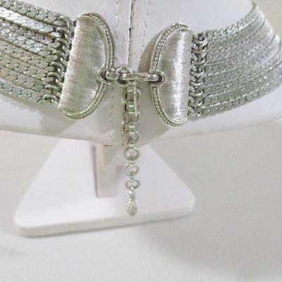 Vintage Silver Monet Multistrand 9-10" Drop Cleavage Choker/ Necklace 