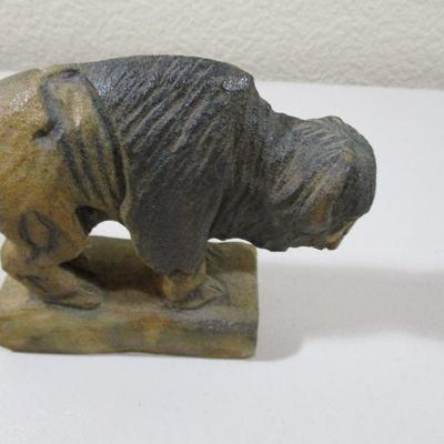 Quinton 1995 Buffalo Stone Statue signed 4" 