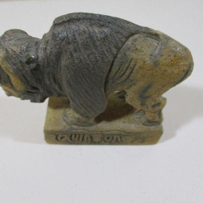 Quinton 1995 Buffalo Stone Statue signed 4" 