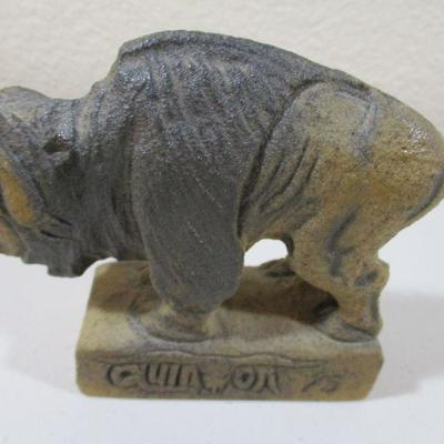 Quinton 1995 Buffalo Stone Statue signed 4" 
