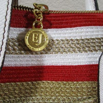 Eric Javitz Bag Red white and Beige Large  17x7x11 1/2 