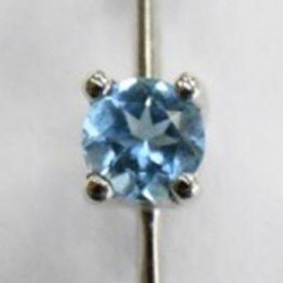 14K White Gold Blue Topaz Pendant - New