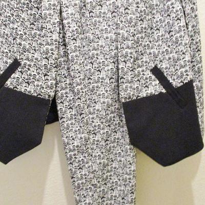 Halogen Pantsuit Paisley Black& White Jacket and Pants Size S