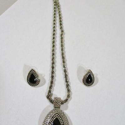 Vintage Silver and Black Oval Costume Set Runway fashion 