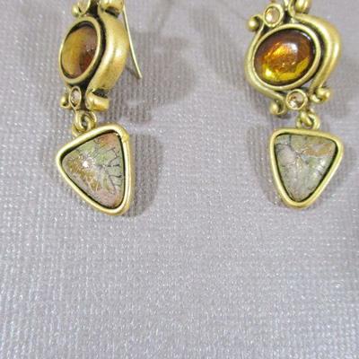 Vintage Chico Multistarnd Ckoker Necklace with Dangle Earrings Rhinestone 
