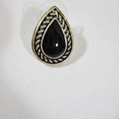 Vintage Silver and Black Oval Costume Set Runway fashion 
