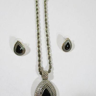 Vintage Silver and Black Oval Costume Set Runway fashion 