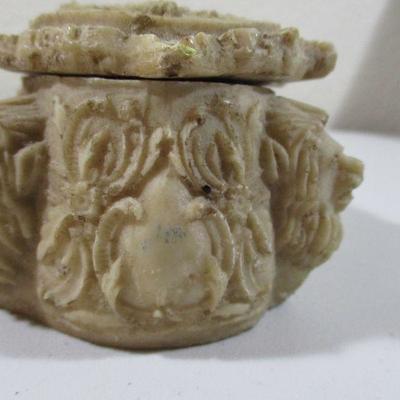 Vintage Resin Lion Head Trinket Box 