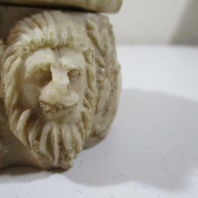 Vintage Resin Lion Head Trinket Box 