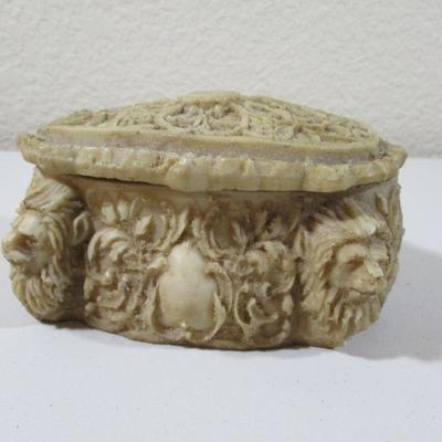 Vintage Resin Lion Head Trinket Box 