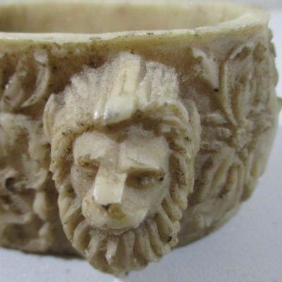 Vintage Resin Lion Head Trinket Box 