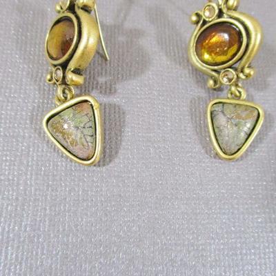 Vintage Chico Multistarnd Ckoker Necklace with Dangle Earrings Rhinestone 