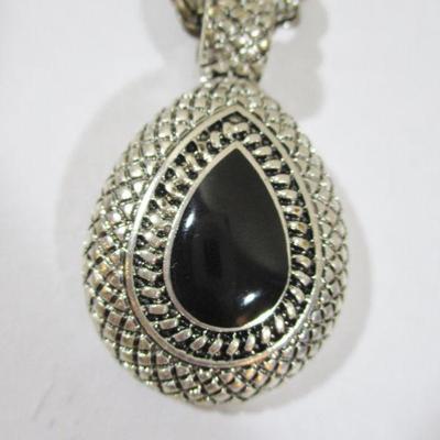 Vintage Silver and Black Oval Costume Set Runway fashion 