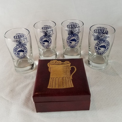Beer Glasses and Leather Coasters