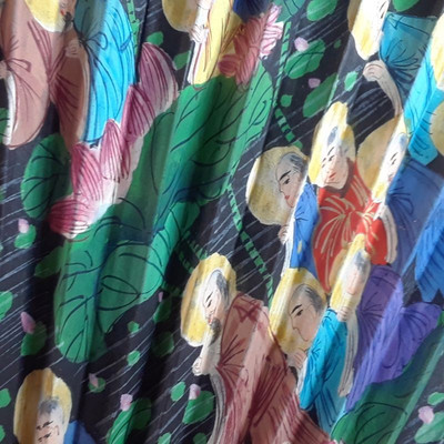 Large Oriental Hand-Painted Fan