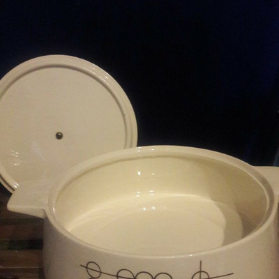 1950s Vintage white with 22k gold Trim covered ceramic casserole serving dish